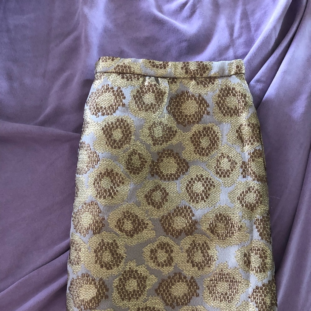 Jcrew gold jacquard print skirt size 4
